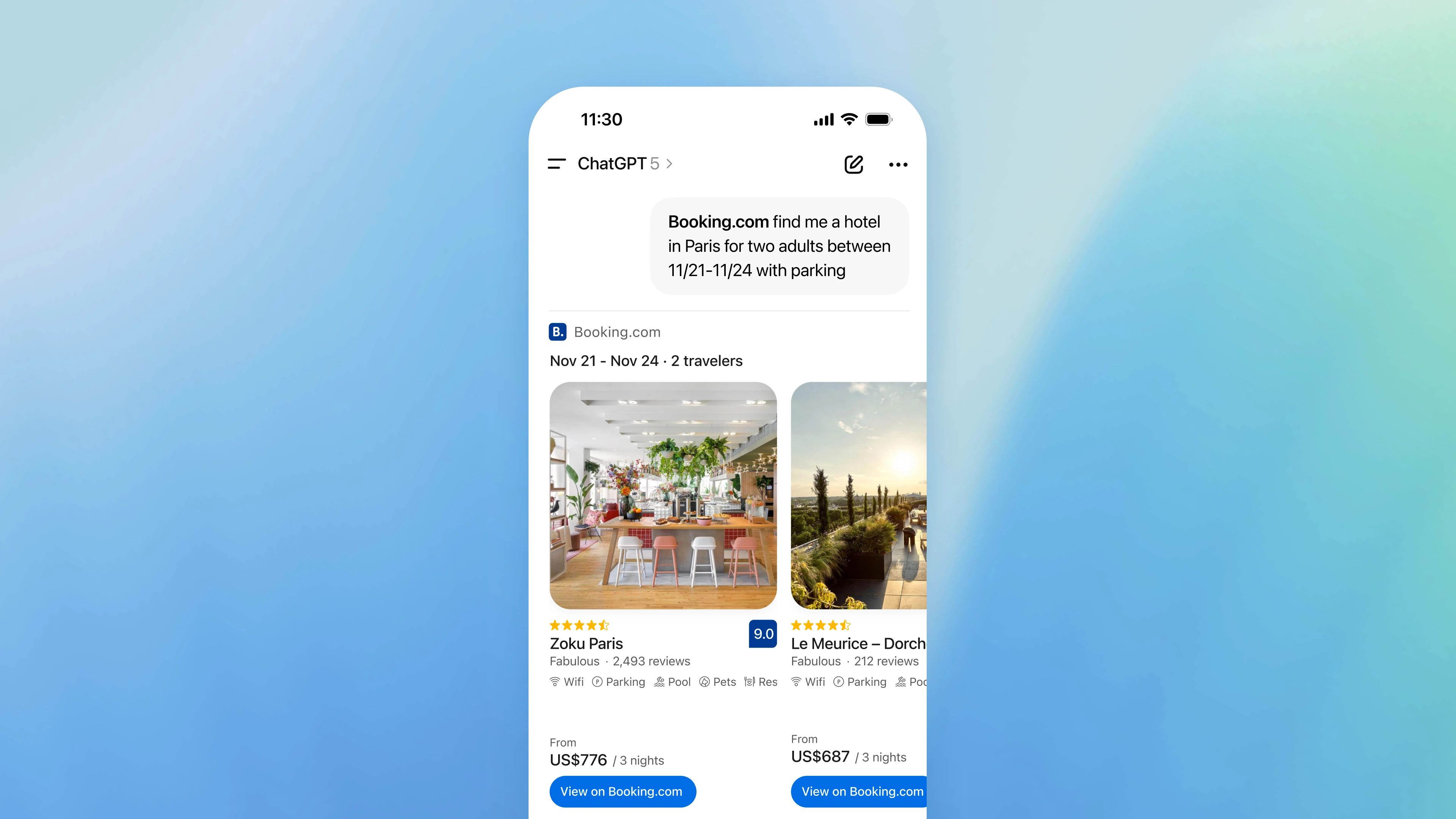 Booking v chatgpt